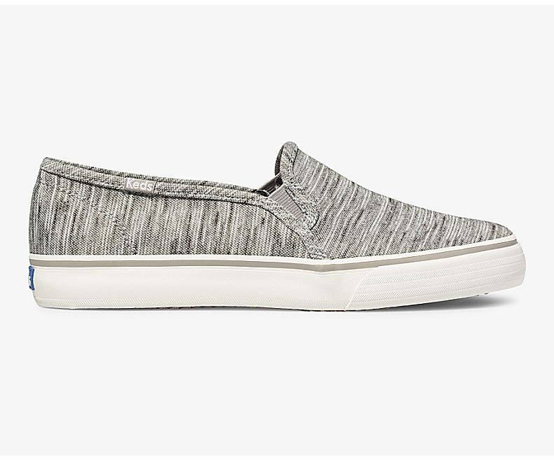 Keds Women's Double Decker Heathered Stripe Knit Grey Slip On Shoes - VE9561340